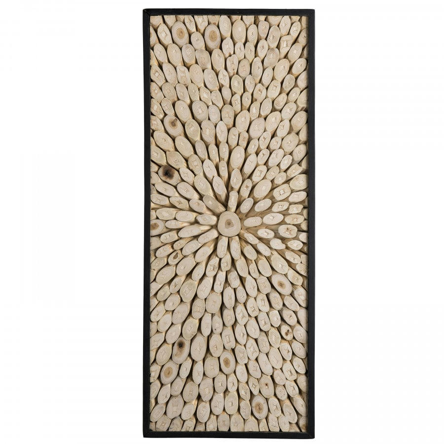 SUZY - Décoration murale rectangulaire branches en teck nature 100x40cm
