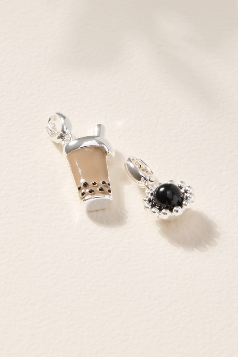 Boba Tea Charm Set Silver