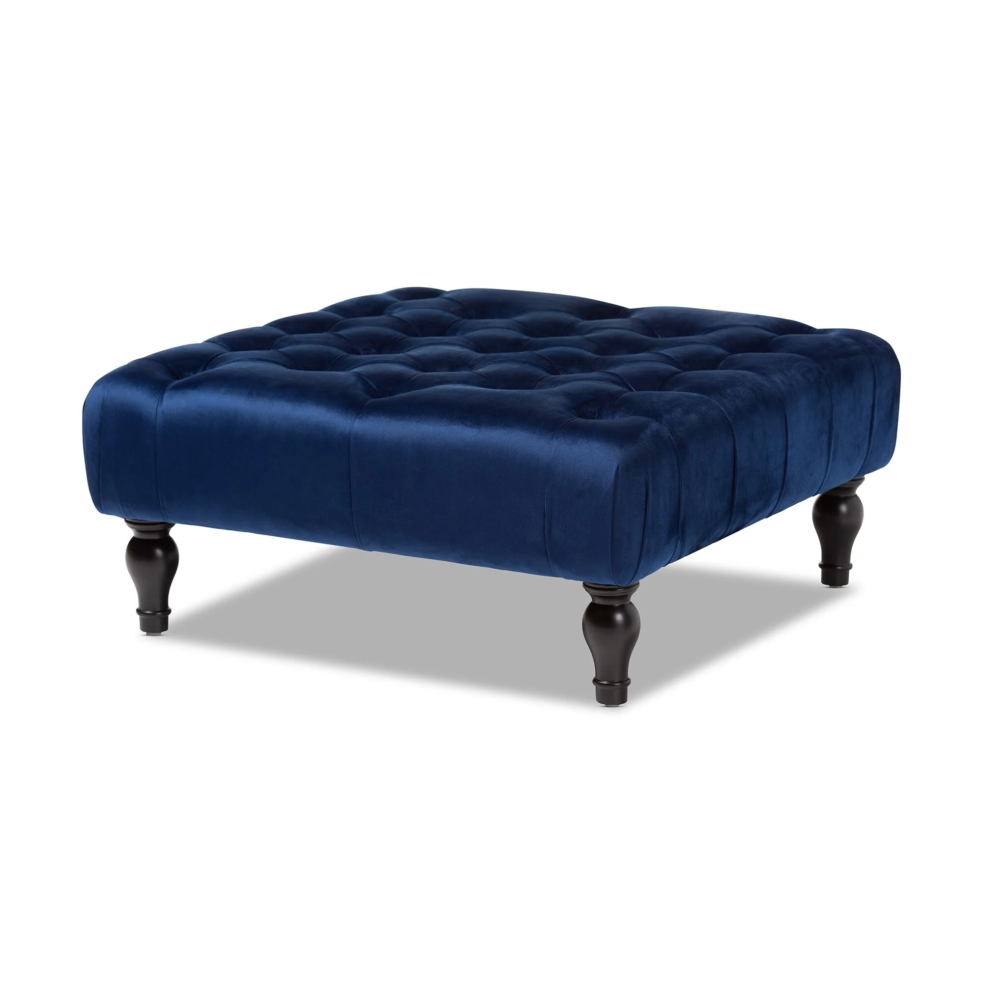 Transitional Velvet Fabric Cocktail Ottoman
