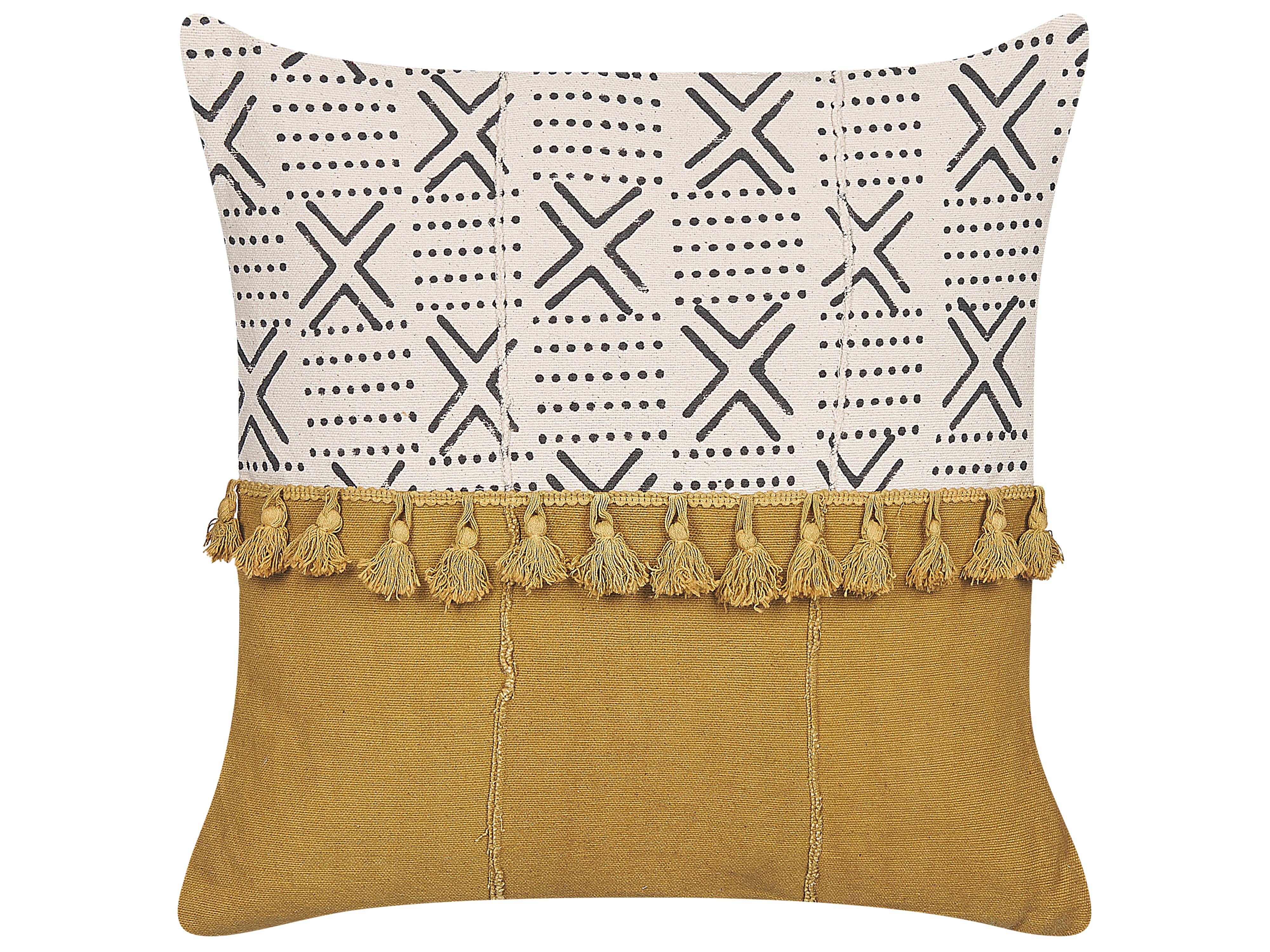Throw Cushion WOODI Cotton 45 x 45 cm Yellow Geometric Pattern