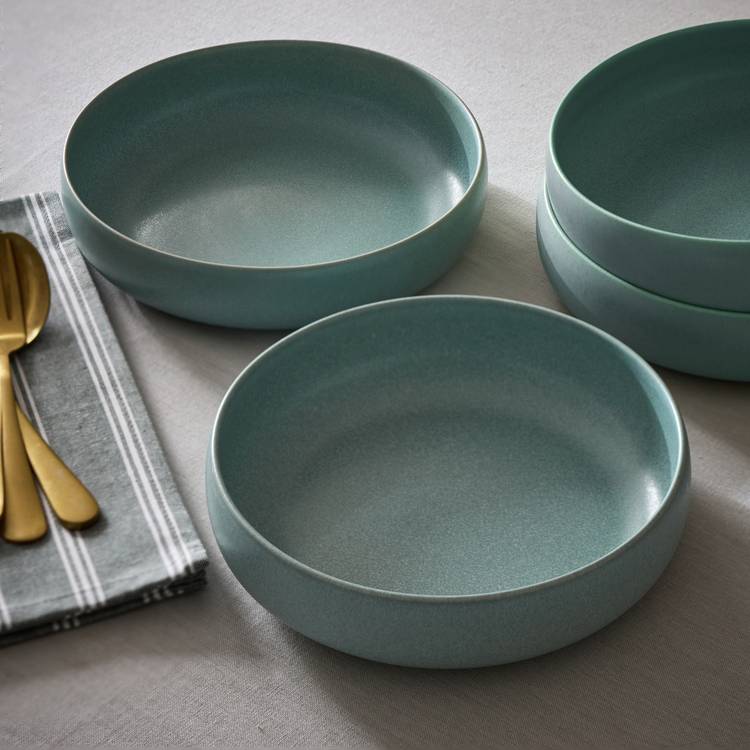 Habitat 4 Piece Reactive Stoneware Pasta Bowls - Blue