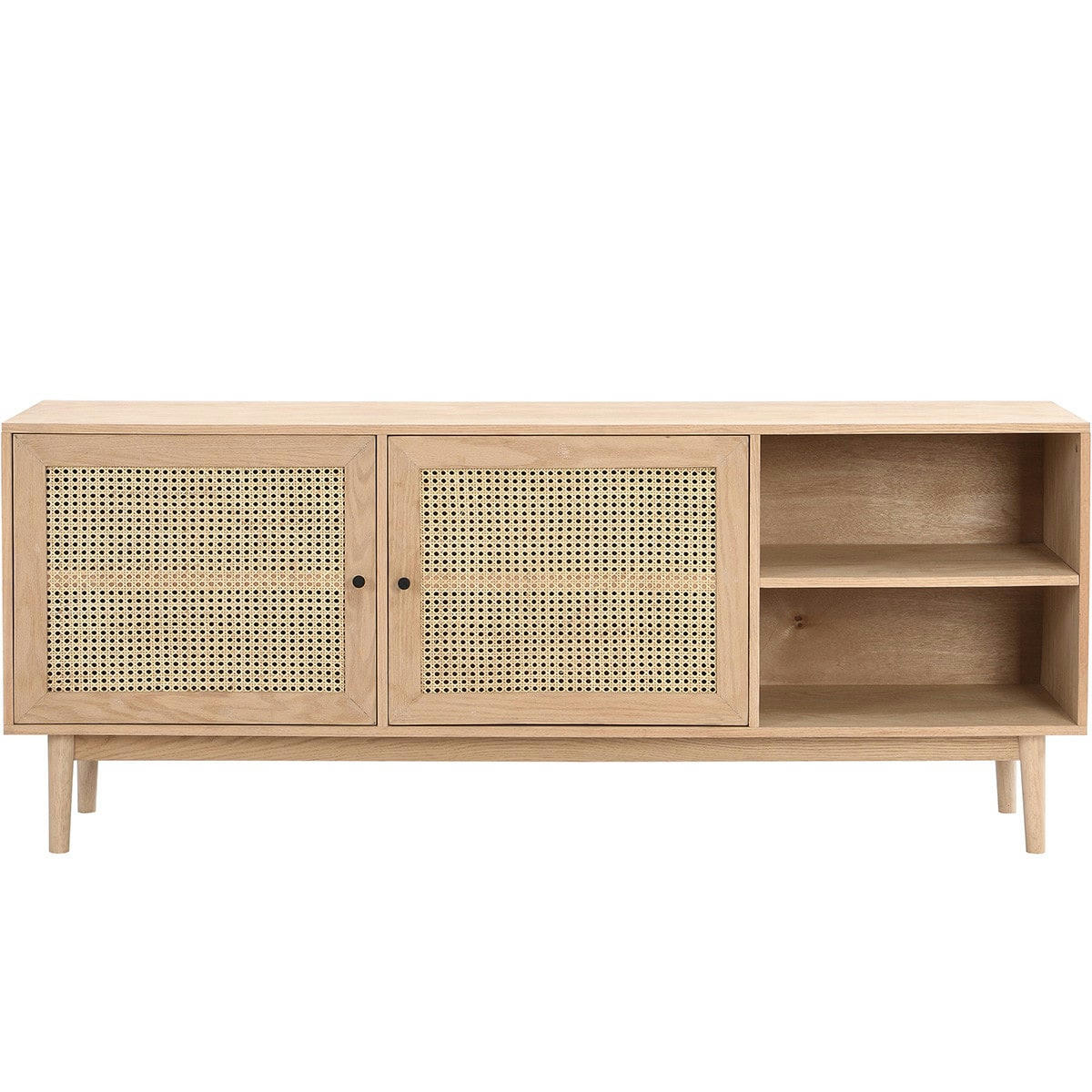 EDEN - Buffet 2 portes en bois et cannage naturel 170 cm