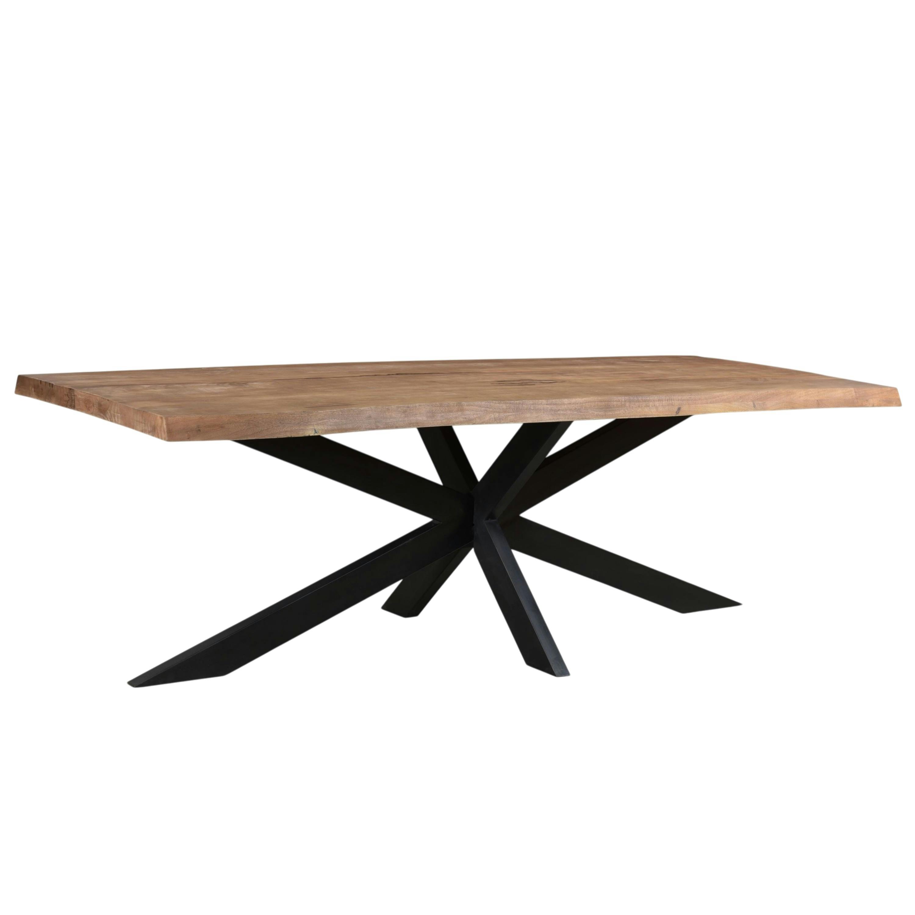 Table à manger bois pied central bords naturels 180 cm KARGO