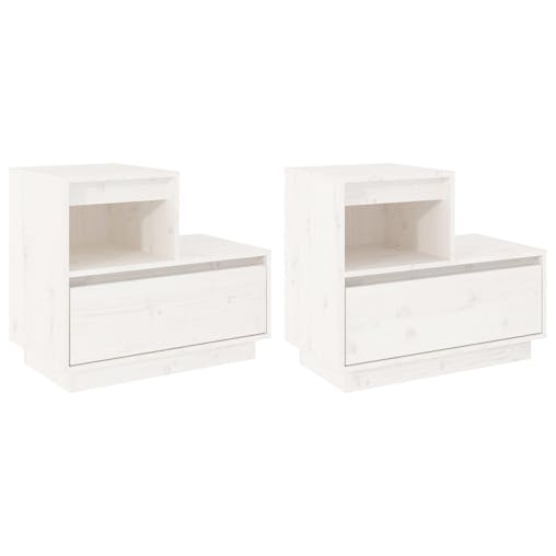 NNEVL Bedside Cabinets 2 pcs White 60x34x51 cm Solid Wood Pine