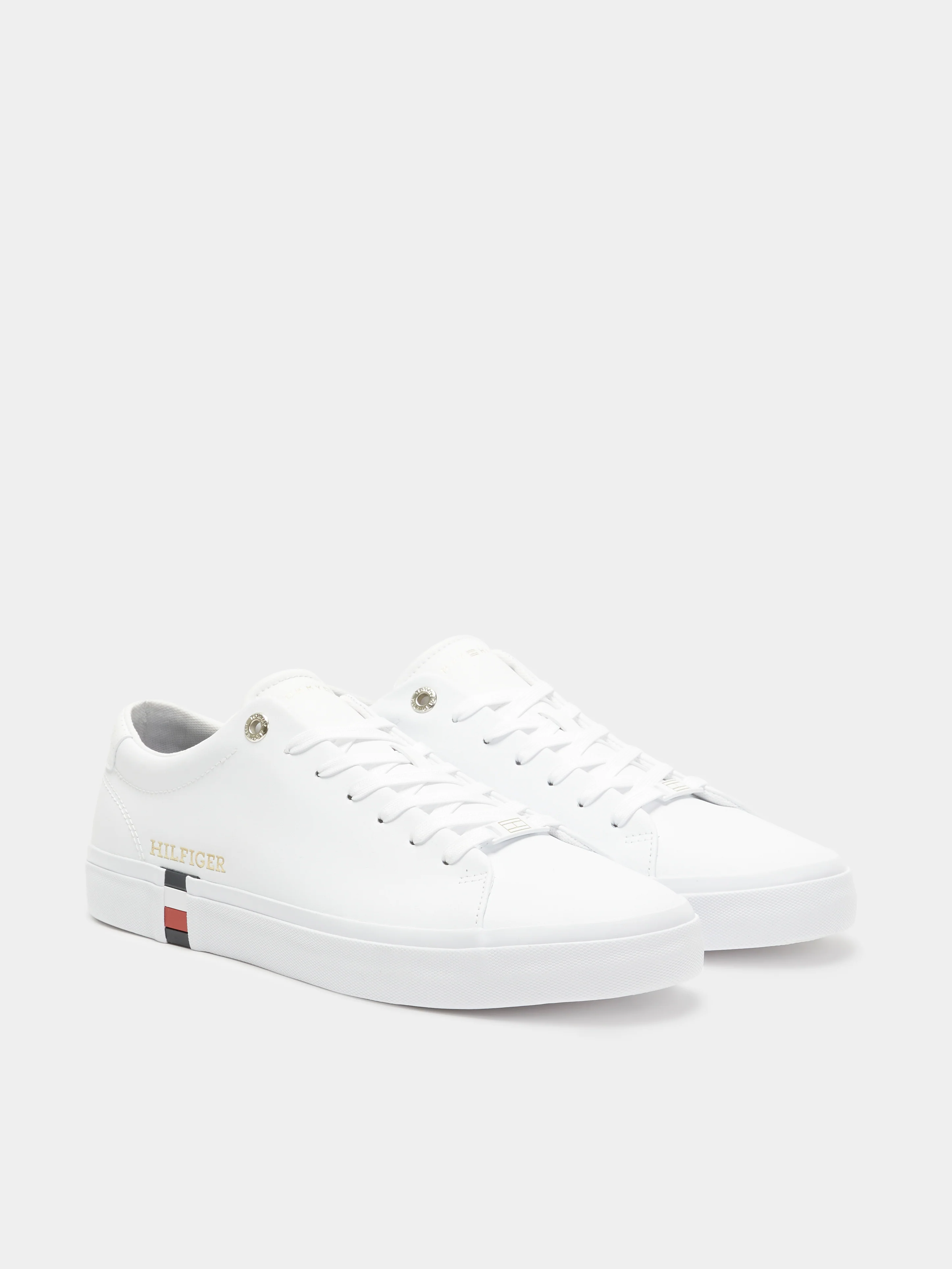 Mens Corp Leather Gold Detail Sneakers