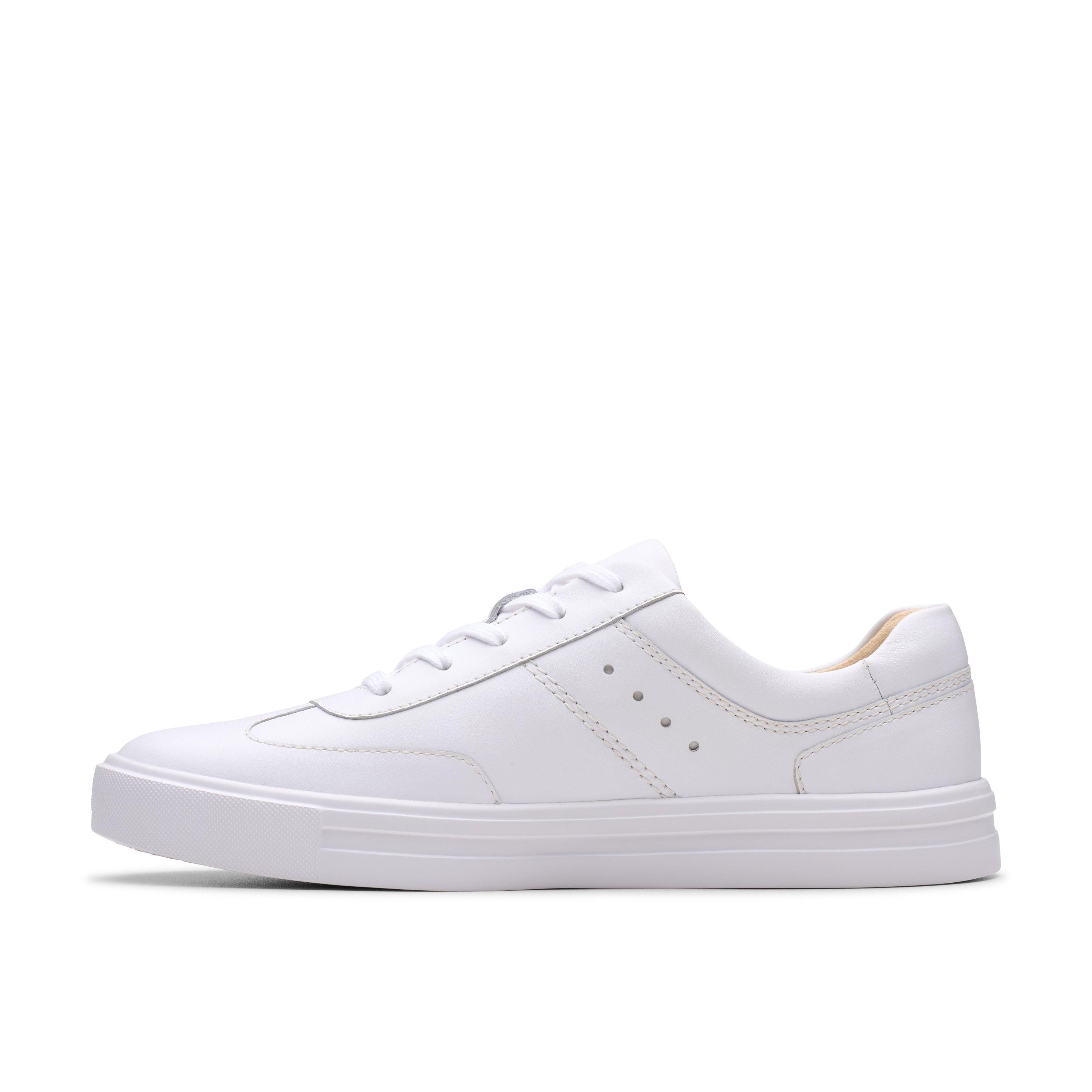 Clarks Makea Court White Leather Trainers