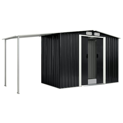 NNEVL Garden Shed with Sliding Doors Anthracite 386x131x178 cm Steel