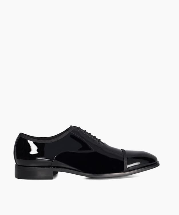 Shuffle Black - Wide Fit Patent Oxford Toe Cap Shoes