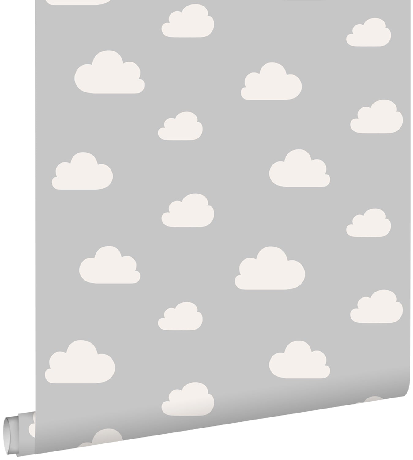 ESTAhome behang wolkjes grijs - 53 cm x 10.05 m - 139560