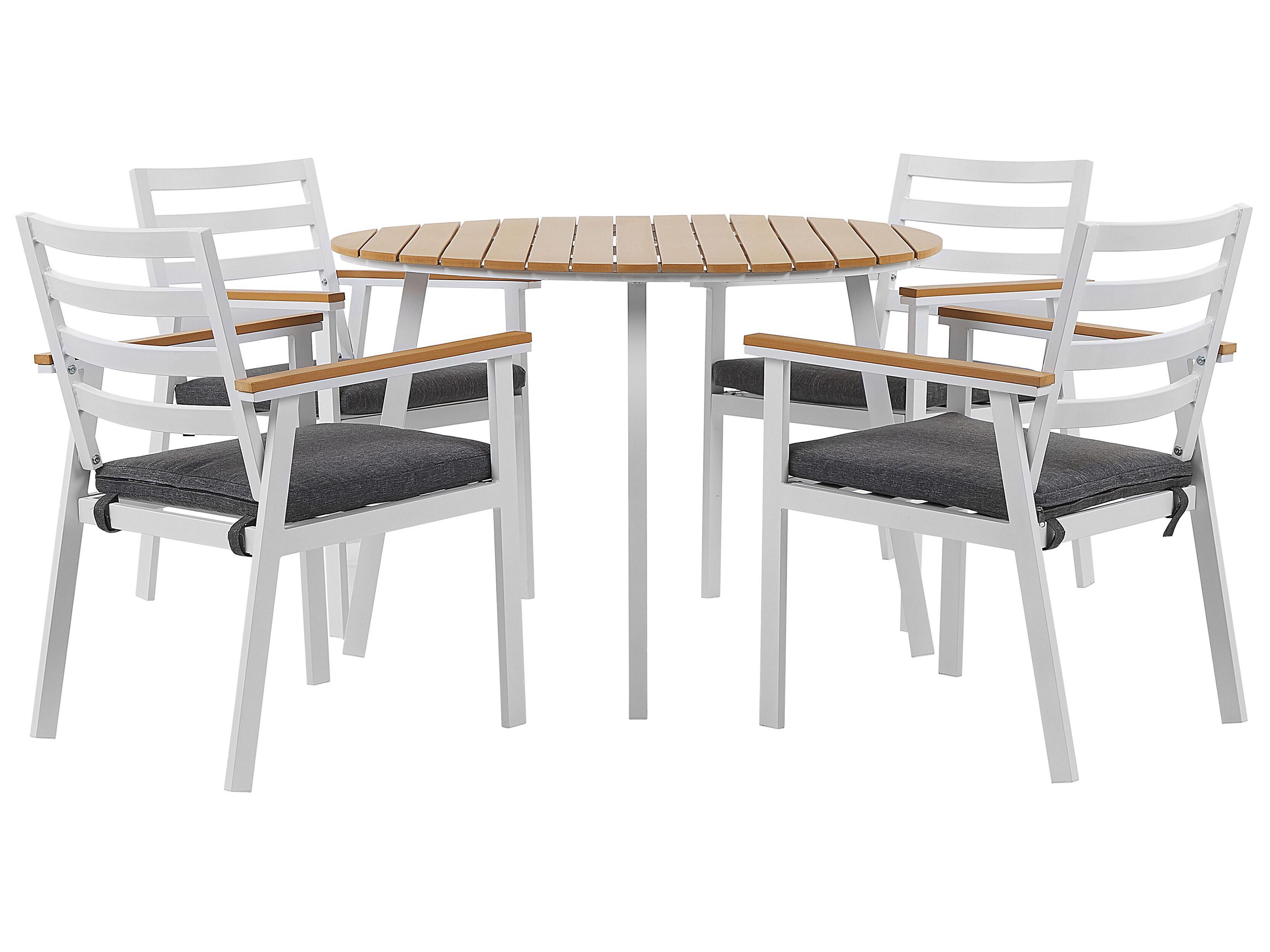 Garden Dining Set 4 Seater CAVOLI with Cushions Metal Grey
