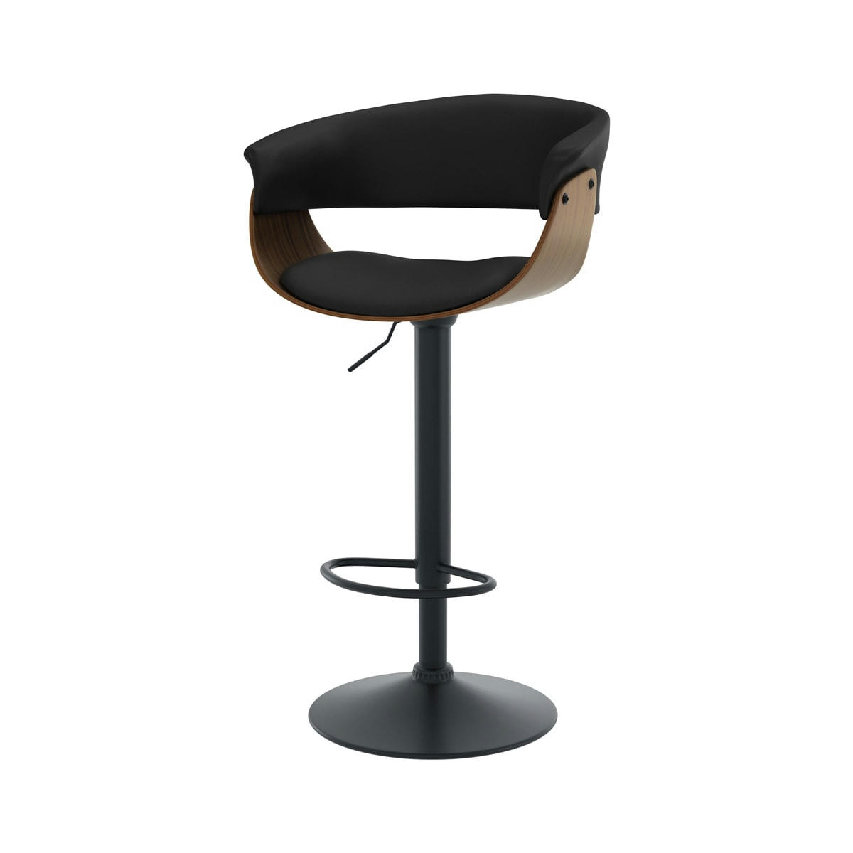 BASILE - Chaise de bar réglable 59/81 cm en cuir synthétique noir