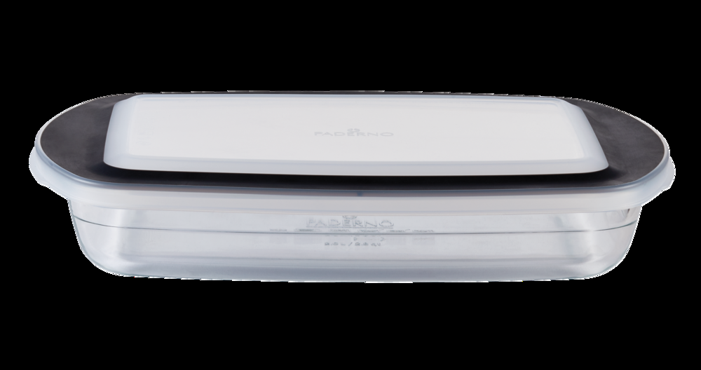 PADERNO Glass Rectangular Baking Dish with Lid, 2.8-qt