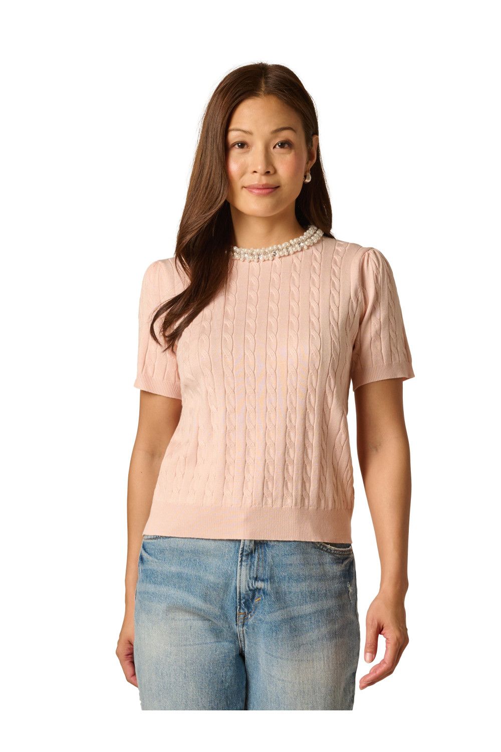 Adrianna Papell Embellished Neck Pullover