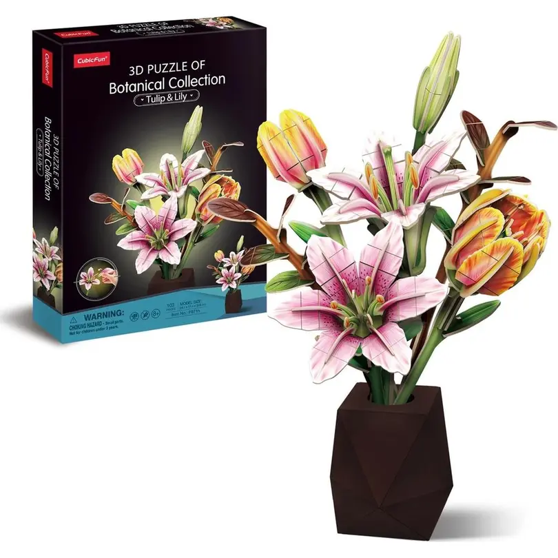 3D-Puzzle Pflanzentopf Tulpe und Lilie
