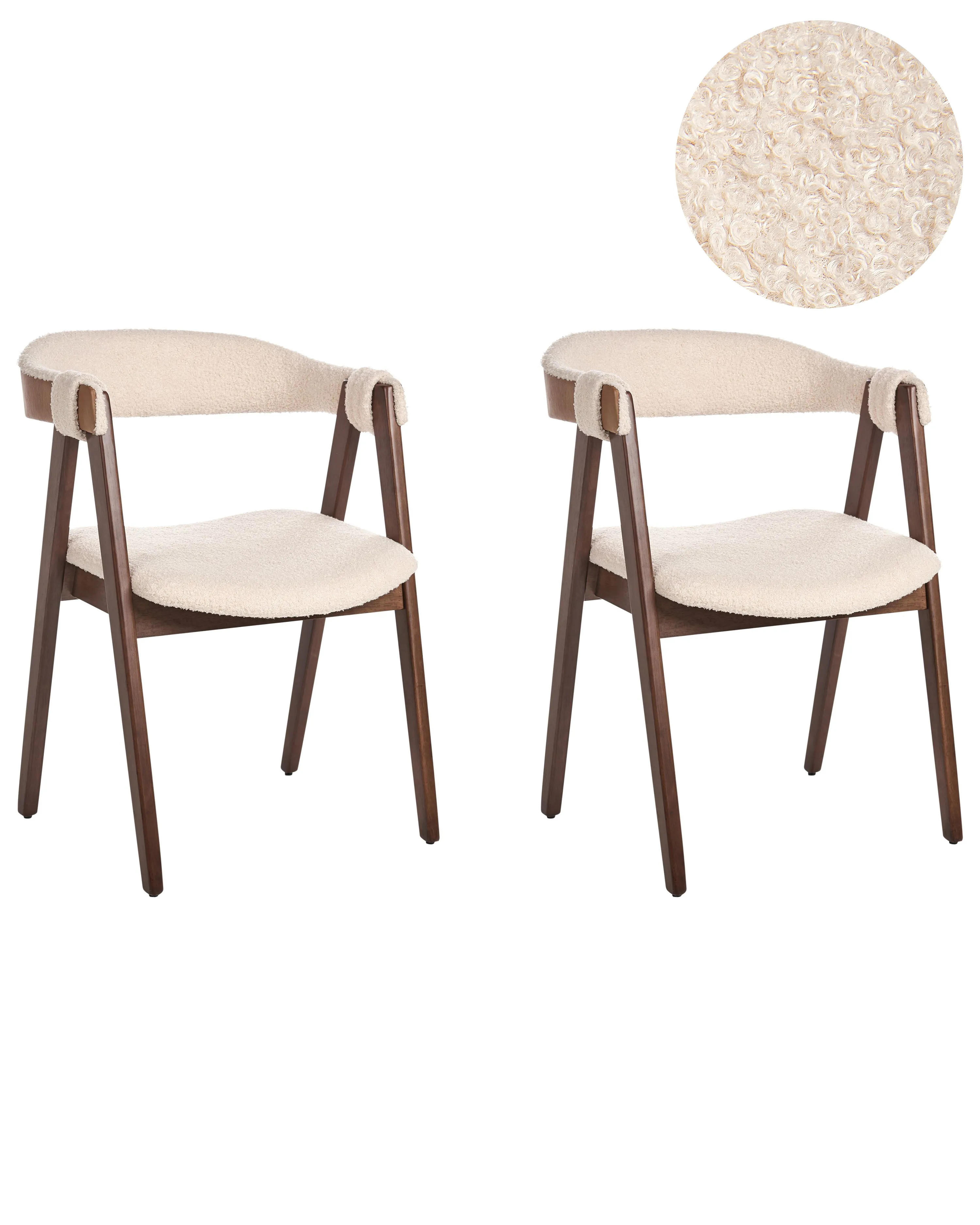 Set of 2 Dining Chairs DAY Boucle Dark Brown/ Beige
