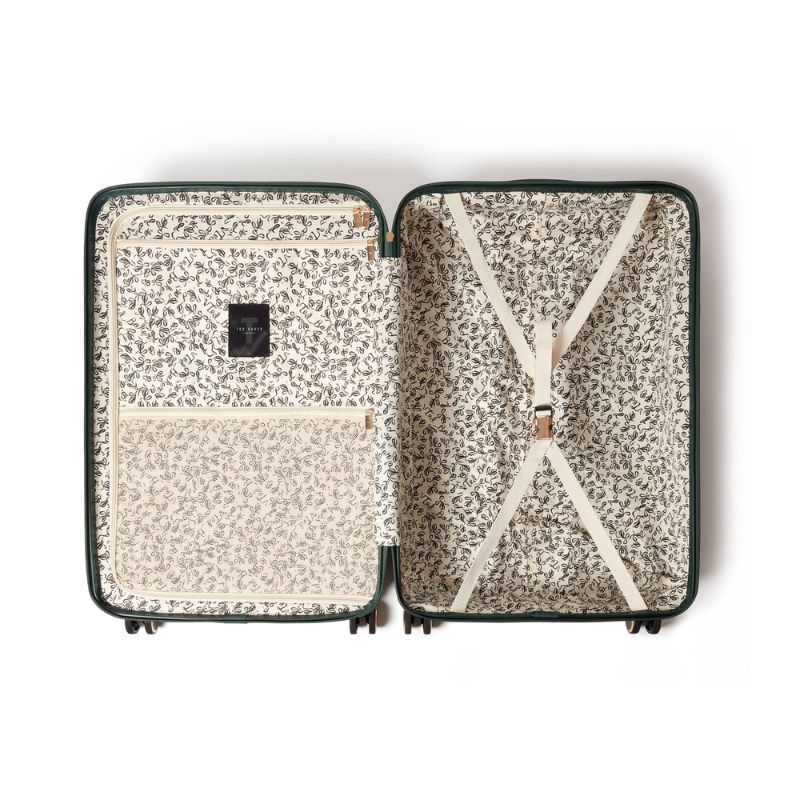 Ted Baker Icon Forest Green Croc Large Suitcase 4 Wheel Luggage 122L