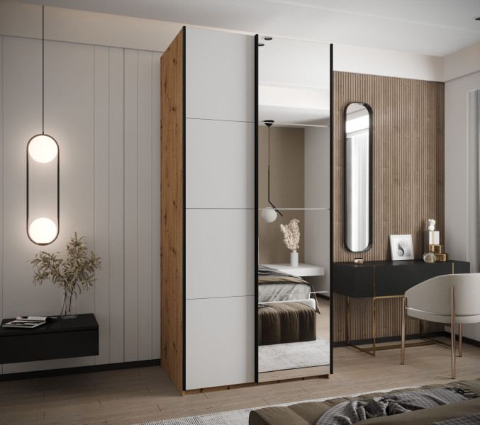 Szafa przesuwna 64 wysoka Lux 3 110 artisan biały czarny