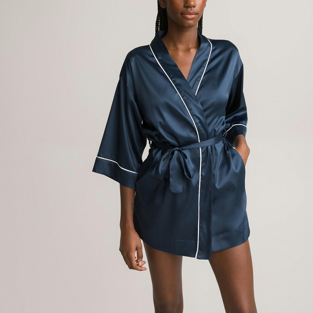 Kimono court manches 3/4 en satin