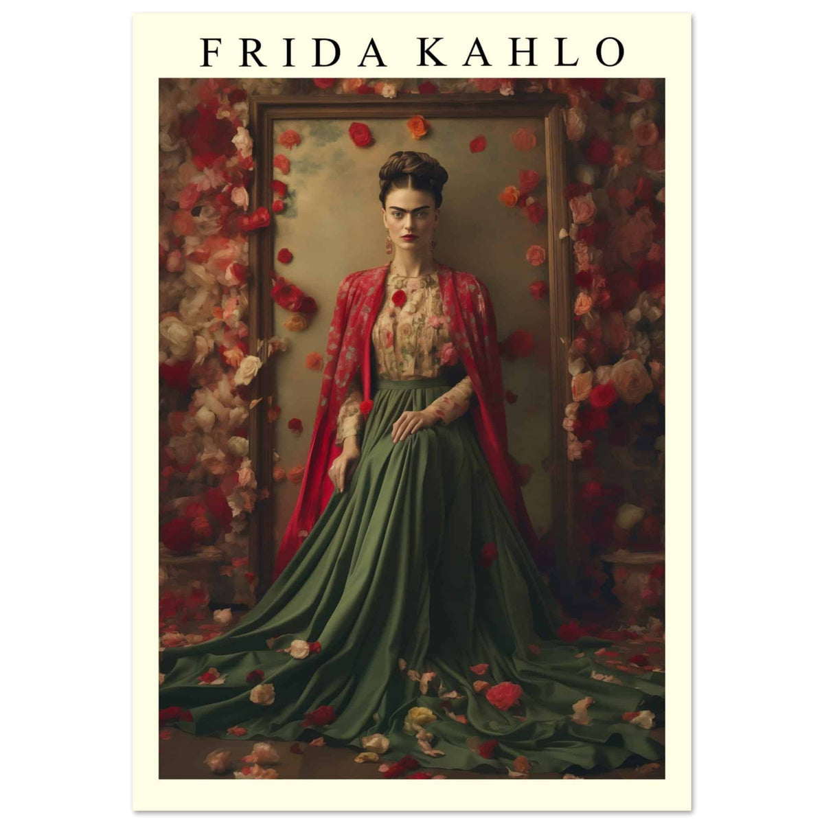 Artfulprints Poster Frida Kahlo - Beauty in flowers  - 70x100 cm - Meerkleurig