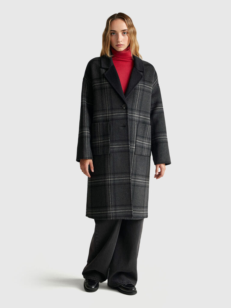 Reversible wool blend coat