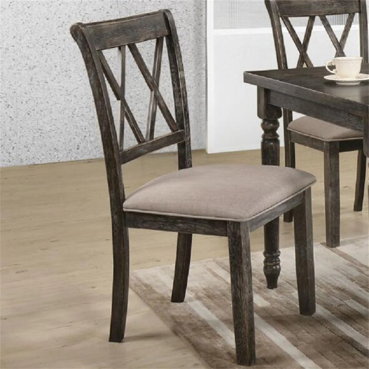 ACME Claudia II Side Chair (Set-2) in Fabric & Weathered Gray 71882