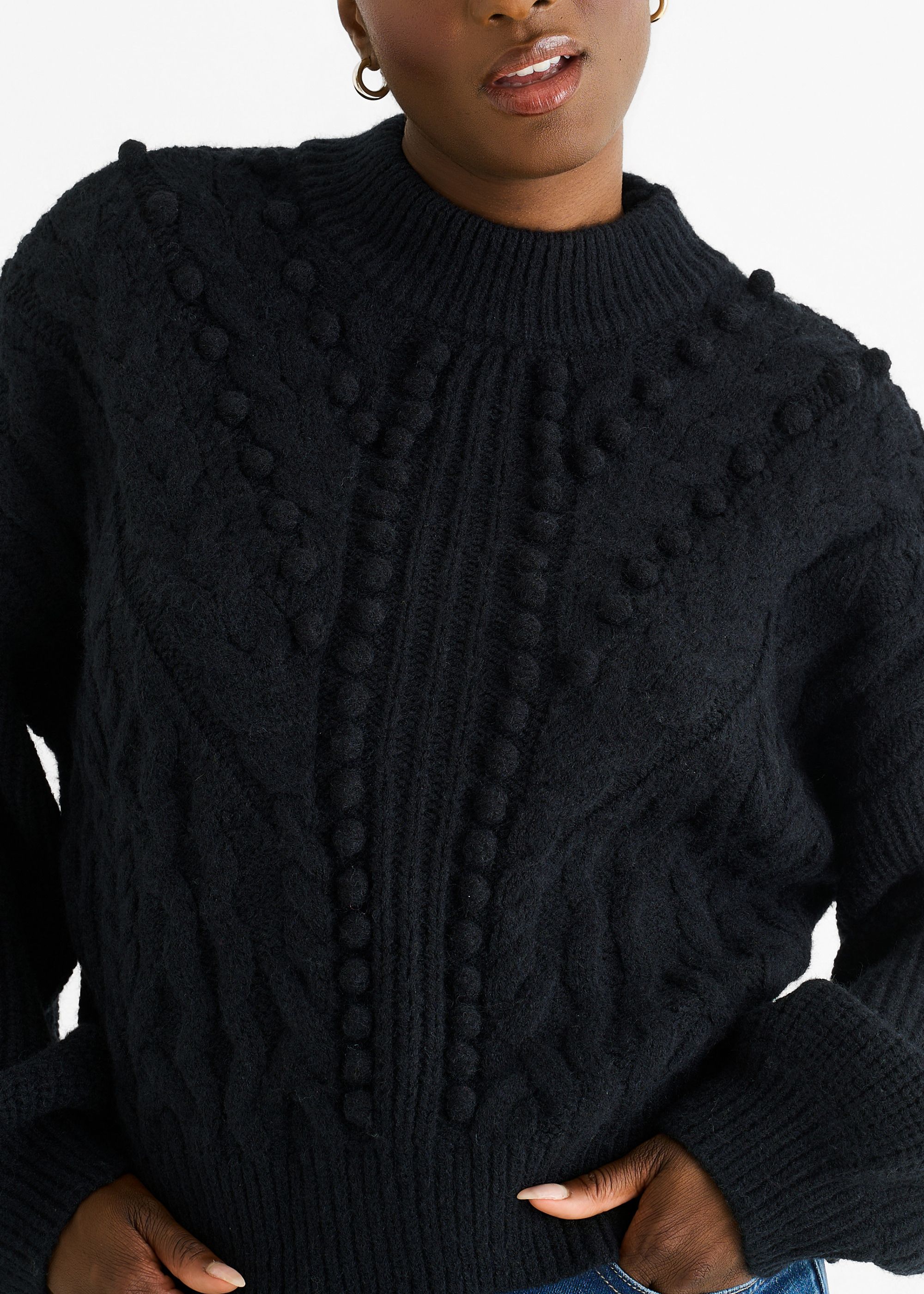 Gini London Black Chunky Knit Oversized Knit Jumper