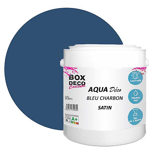 Bleu Charbon Peinture murale acrylique aspect satin Aqua Déco - 2,5 L