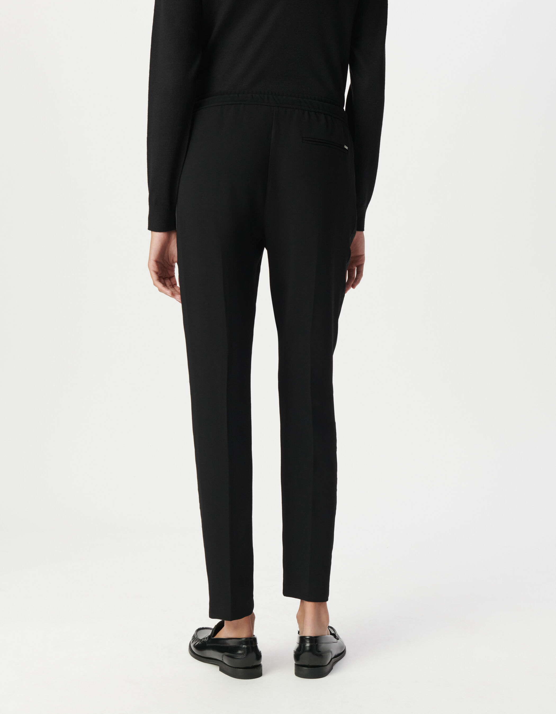 Pantalon droit noir ceinture élastiquée Femme