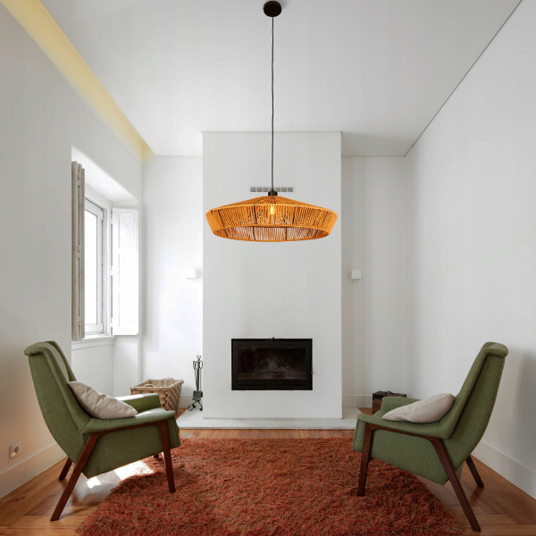 Lampa Sufitowa Wisząca Bambus BOHO Rattan Drewno Loft