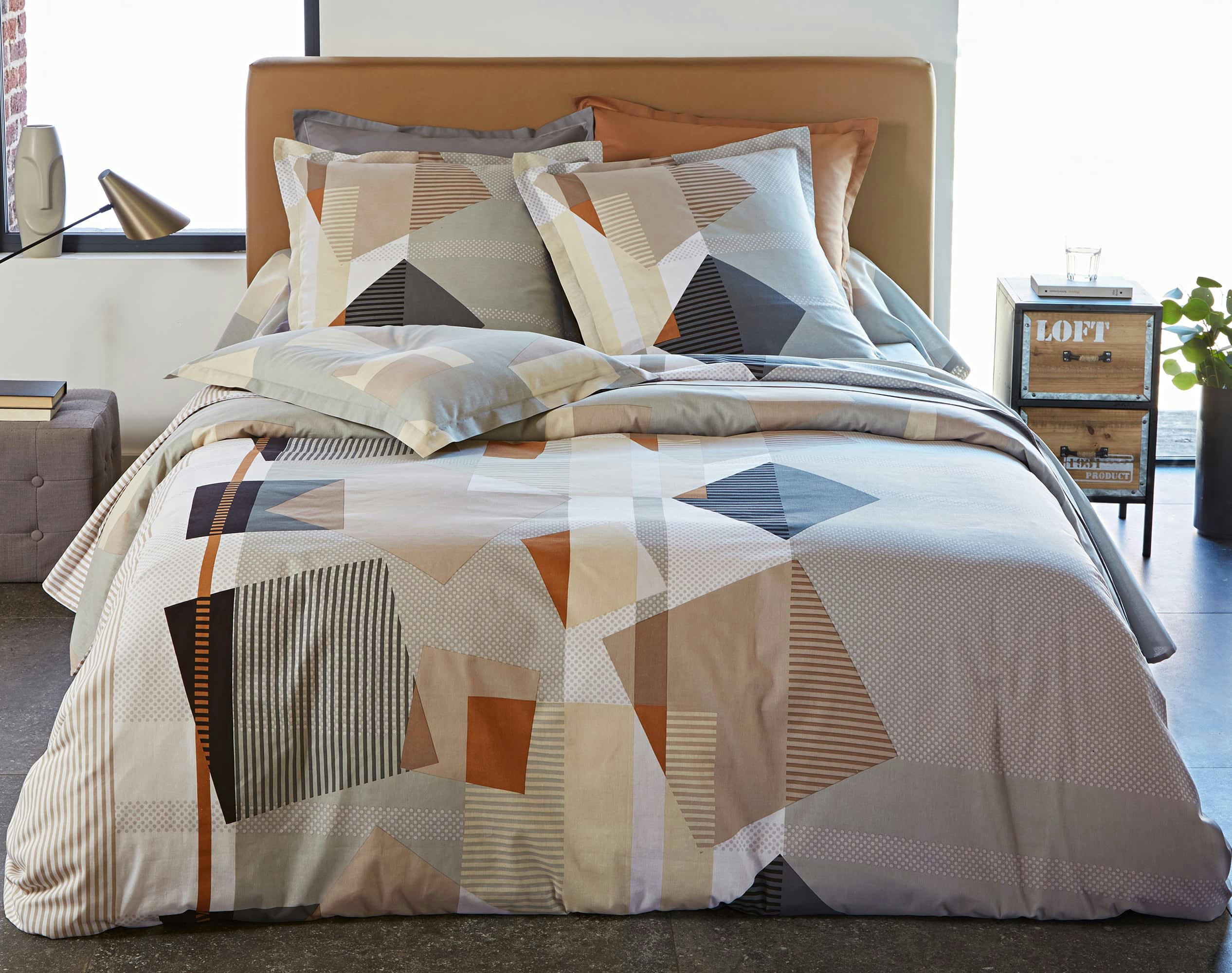 CARAMEL - Housse de couette graphique 200x200 en coton multicolore