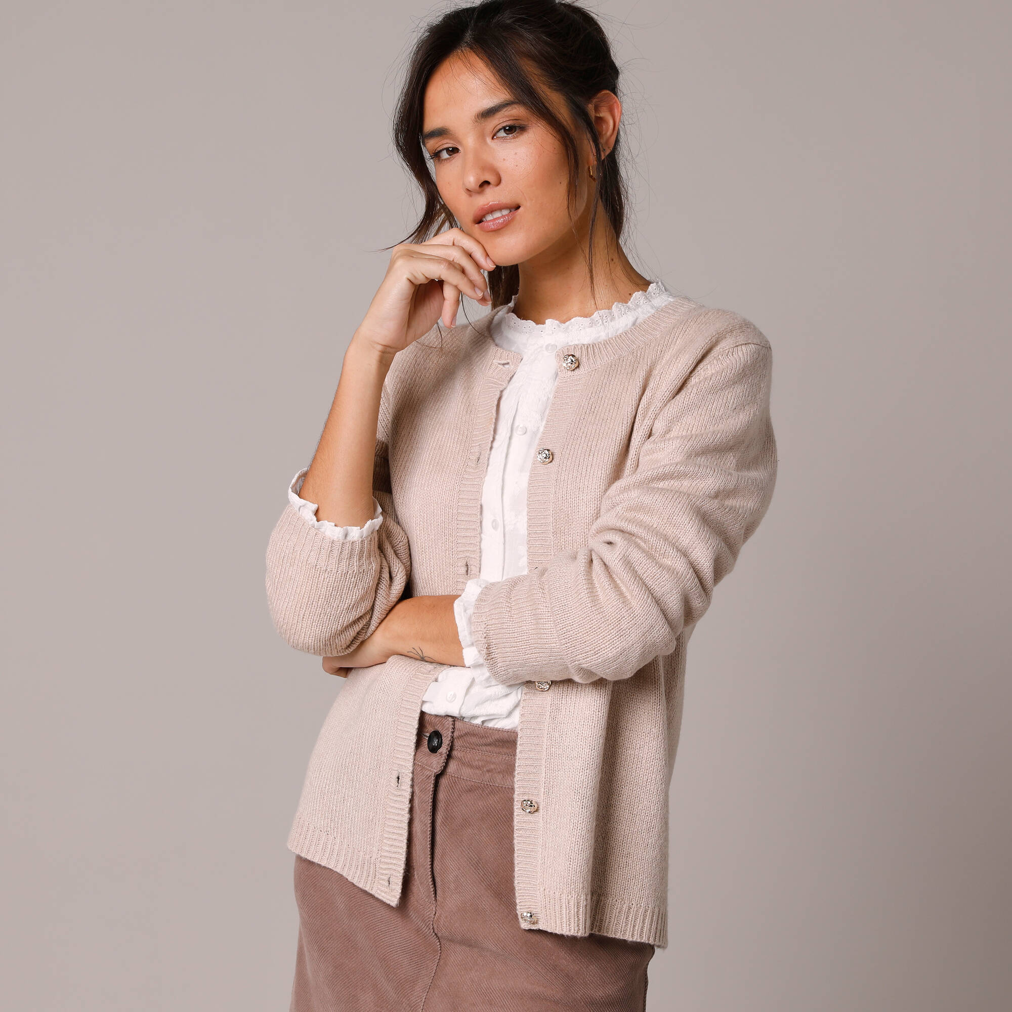 Gilet boutons fantaisie, toucher doux