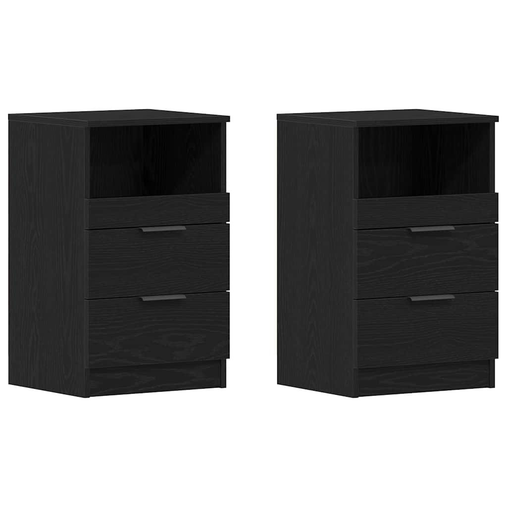 2x Szafka Nocna Czarna Komoda Stolik Półka Nocna Do Sypialni 40 x 35 x 65