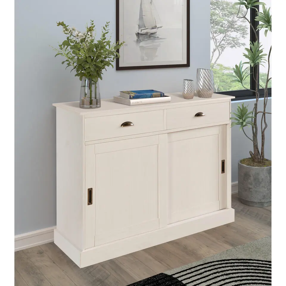 Harry - Dressoir met 2 deuren en 2 laden in wit gelakt grenen