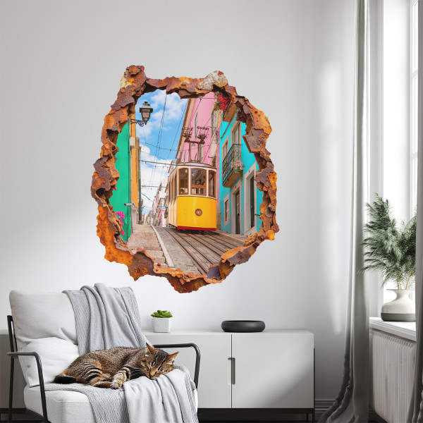 Naklejka 3D nostalgiczny krajobraz wyrwa efekt 66x80