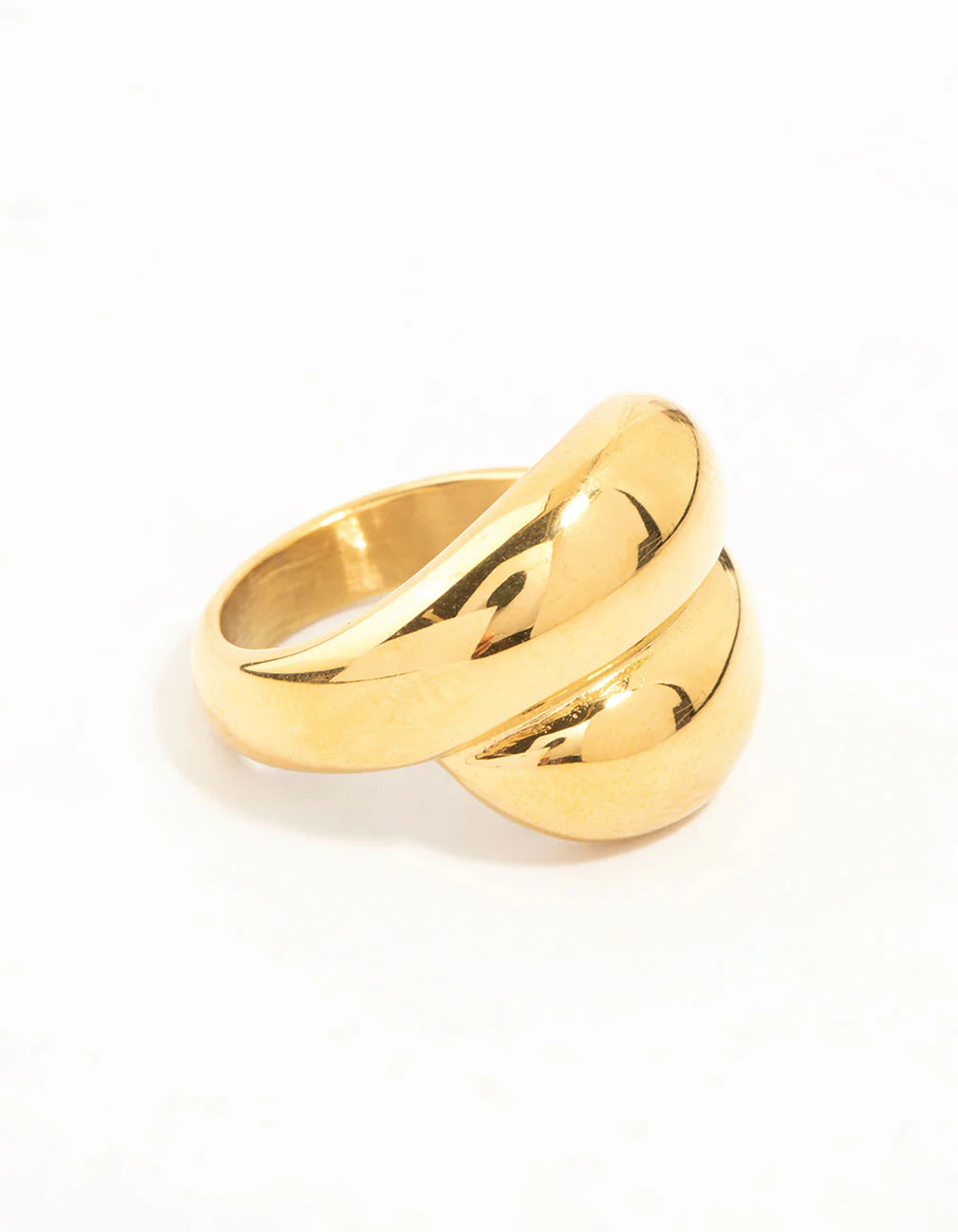 Waterproof Gold Plated Stainless Steel Puffy Stacked Ring