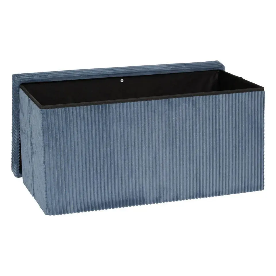 Atmosphera Hocker/poef Ribcord opvouwbaar - blauw - 76x38cm