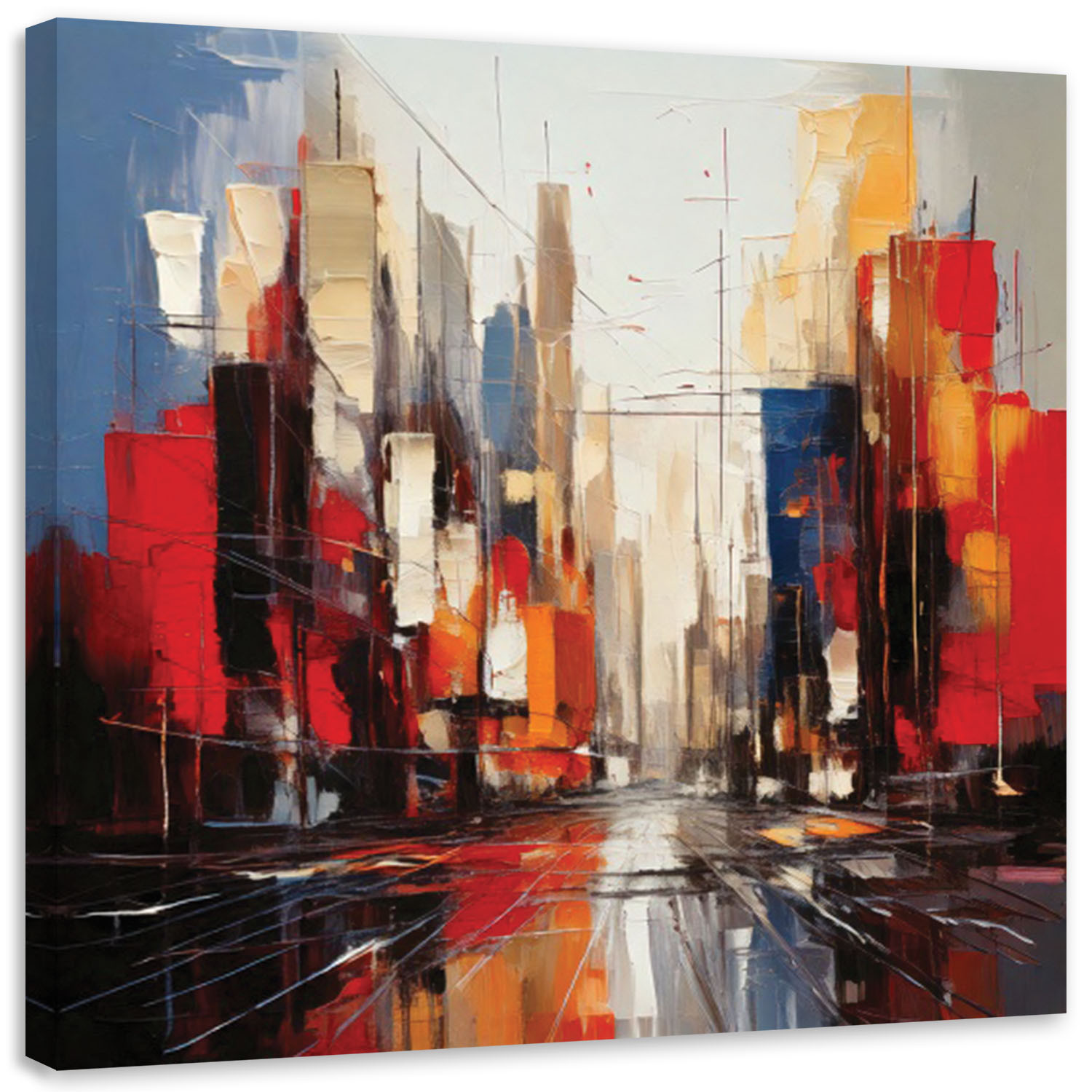 Feeby Obraz, Miasto Abstrakcja Czerwony 30x30