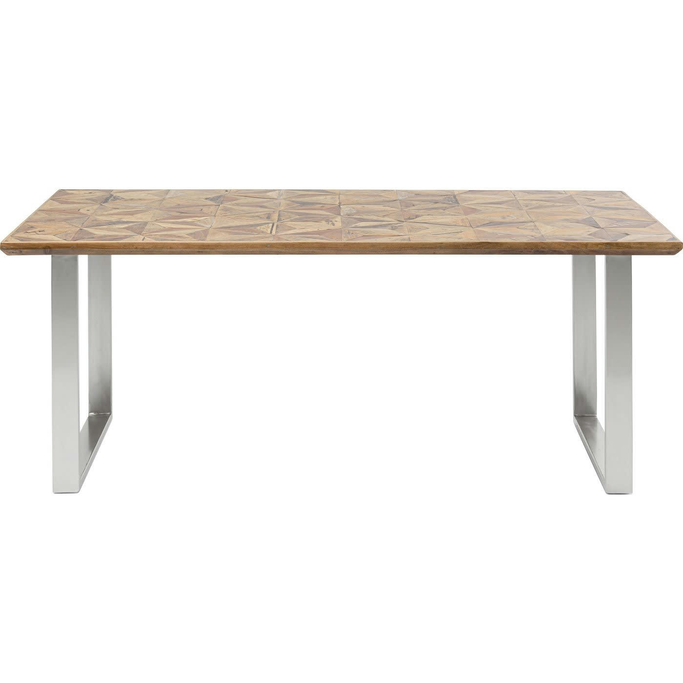 STARS - Table à manger 8 personnes en bois recyclé et acier chromé L180