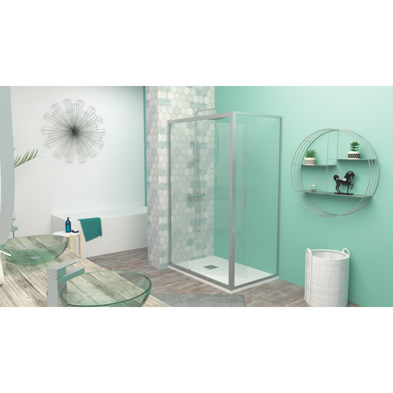 Porte de douche pivotante chrome Ekla 100 x 185 cm ONDÉE