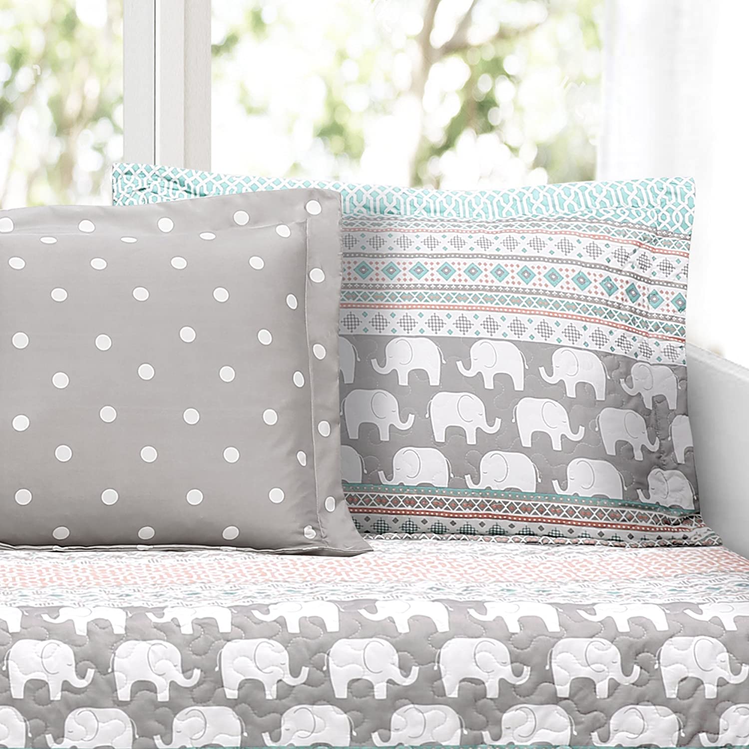 Elephant Stripe 6 Piece Day Bed Cover Bedding Set Includes Bed Skirt Pillow Shams and Cases 75