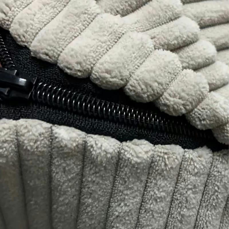 - Pouf Velours Côtelé Beige 180 x 140 cm