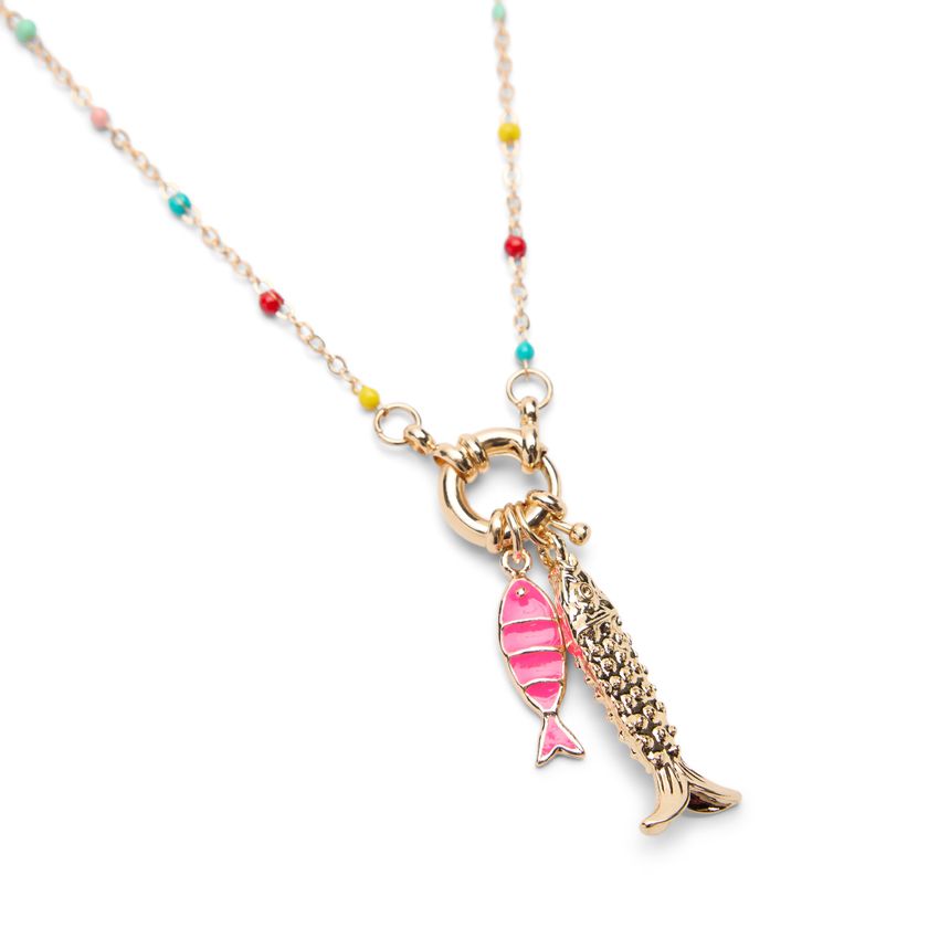 Manfield Multicolor gevlochten ketting met zeevisjes