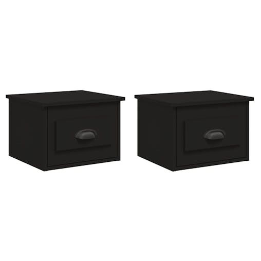 NNEVL Wall-mounted Bedside Cabinets 2 pcs Black 41.5x36x28cm