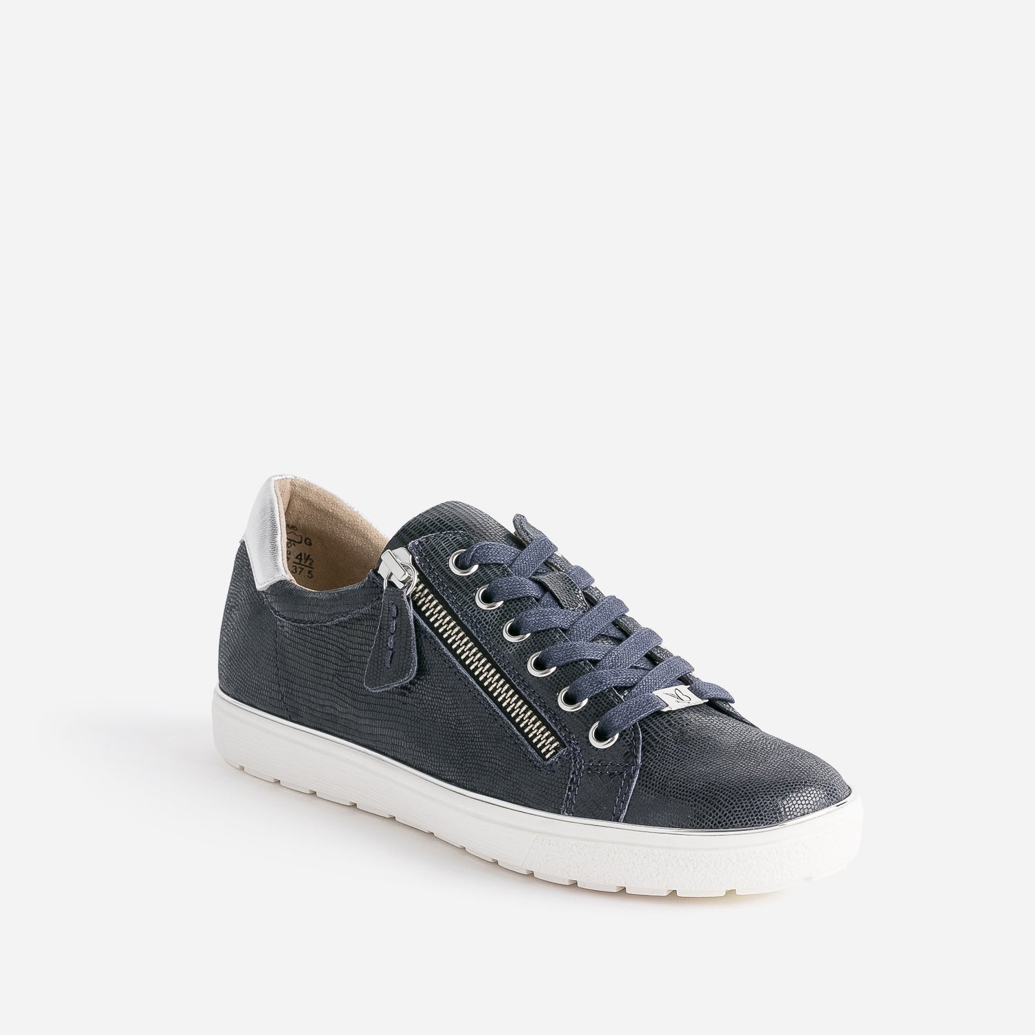 Tennis CAPRICE marine en cuir fantaisie