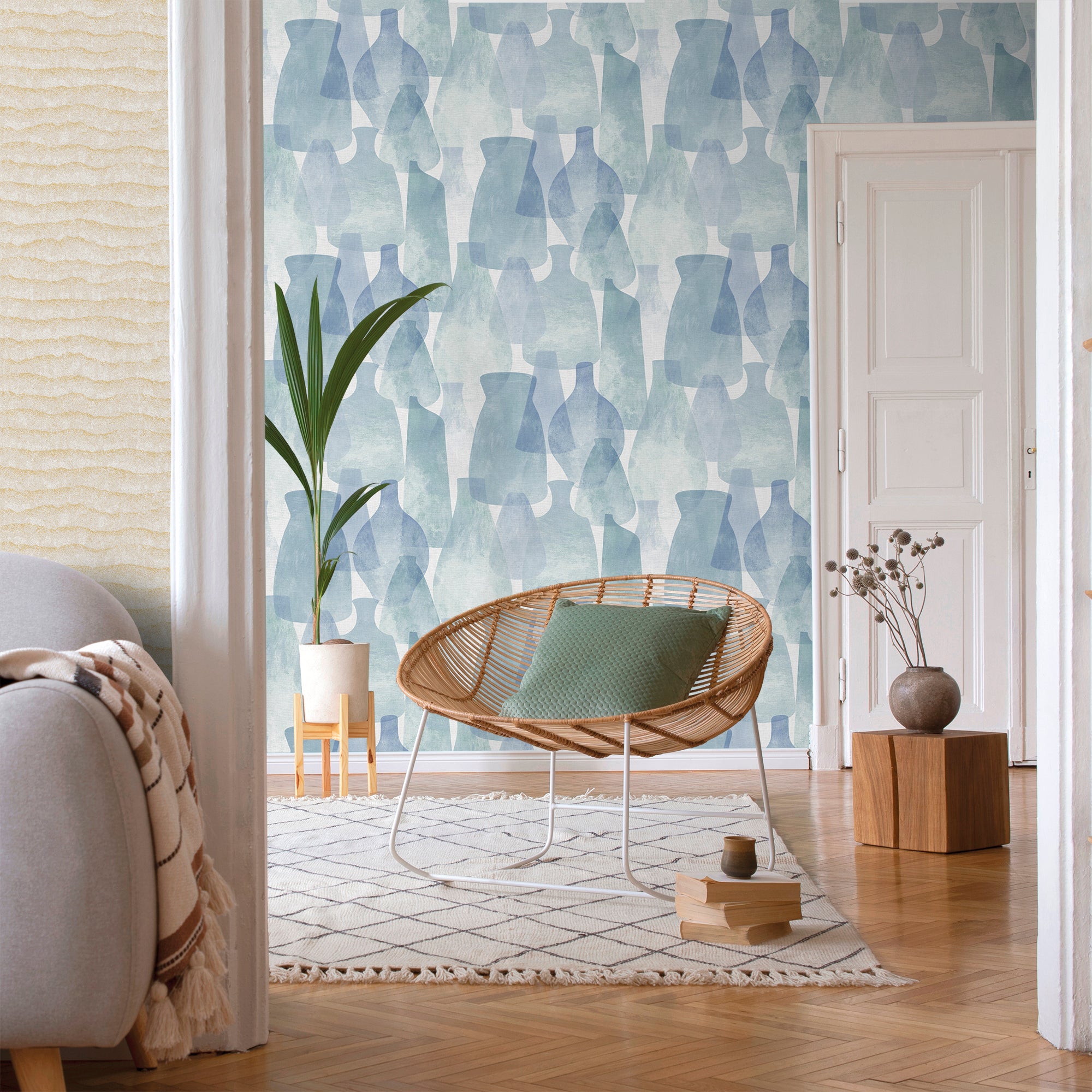 Sanders & Sanders behang aardewerk blauw - 53 cm x 10 m - 640077