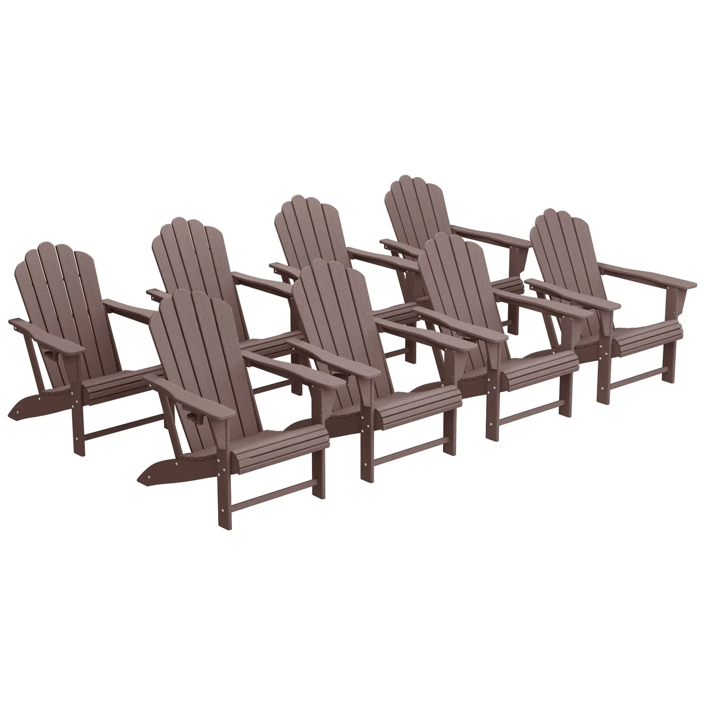 Polytrends Aderson Outdoor Poly Adirondack Chairs with Cupholders (Set of 8)