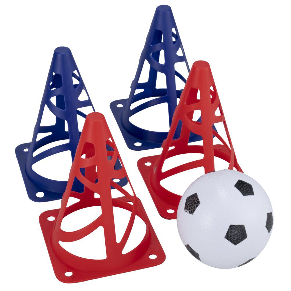 Jeu d'exercice de football avec 4 cônes et 1 ballon 26x13,5xH23,5cm