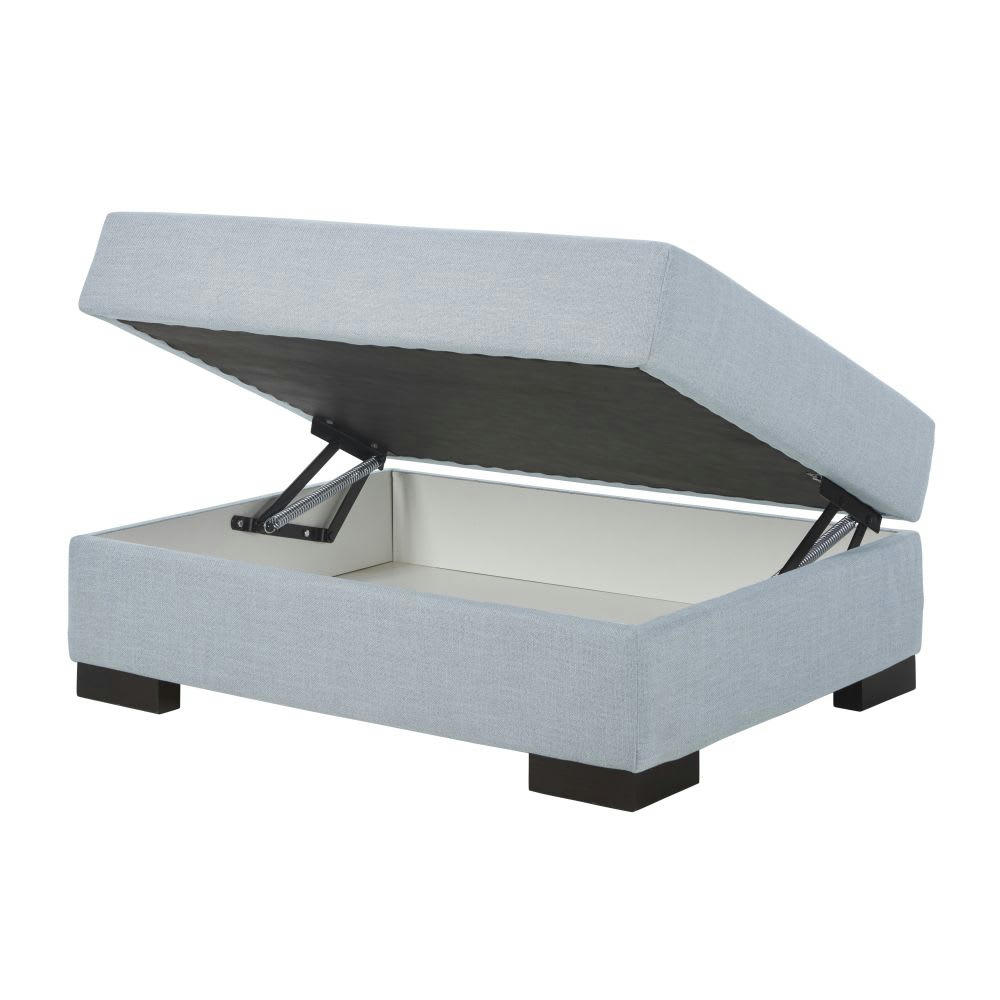 Terence - Pouf pour canapé modulable avec coffre de rangement bleu glacier