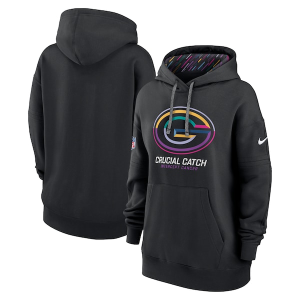 Green Bay Packers Nike Women's 2024 NFL Crucial Catch Club Pullover Hoodie - Black