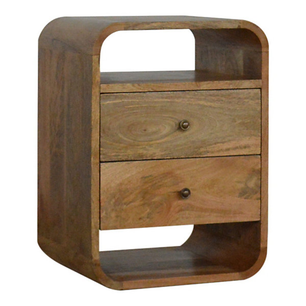 Artisan Furniture Bois massif London table de chevet avec 2 tiroirs, 2 étagères, beige